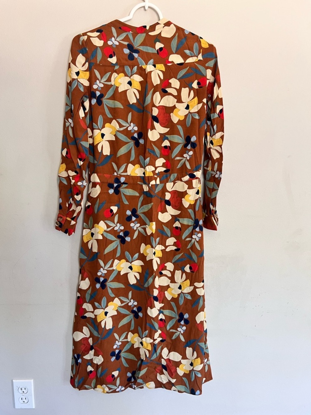 Sezane Vicky Floral Print Lined Midi Dress Long Sleeve Size 34 - Picture 4 of 5